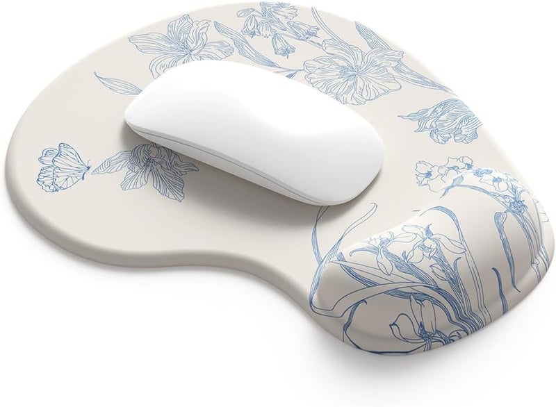 DemonChest Office Mousepad with Gel Wrist Support - Ergonomic Gaming Desktop Mouse Pad Wrist Rest - Design Gamepad Mat Rubber Base for Laptop Computer -Silicone Non-Slip Special-Textured Surface (15Beige) - Image 1